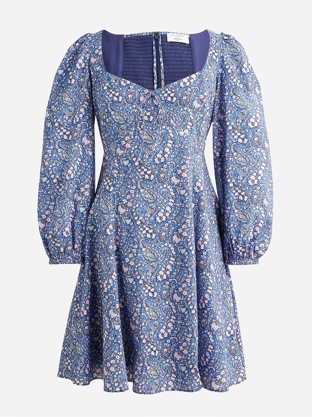 J.Crew x Liberty Bourton Bloom Blue Sweetheart Puff Sleeve Mini Dress 12